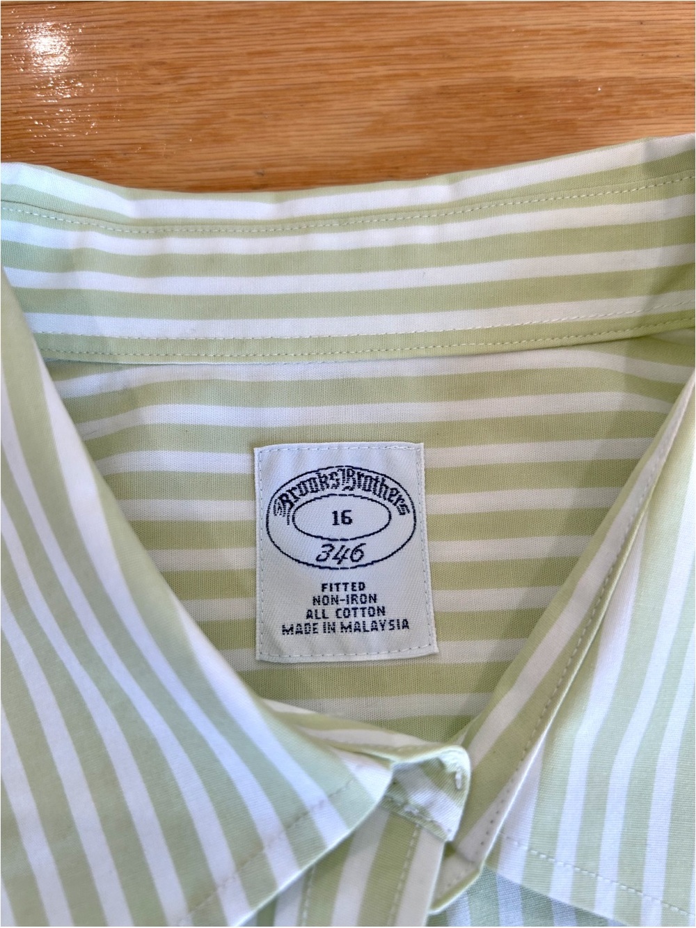 Brooks Brothers 346 Non Iron Sleeveless Button Down Shirt Green White Stripe 16 - Picture 4 of 13